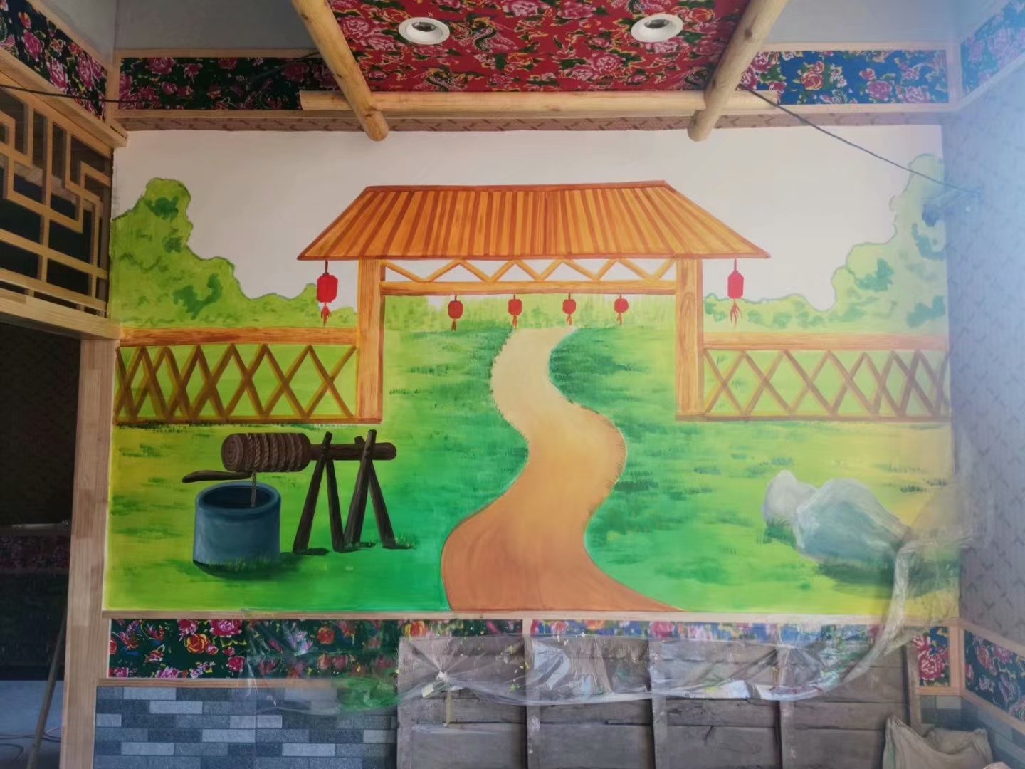 南昌手繪古建,南昌幼兒園彩繪,南昌幼兒園墻體彩繪,南昌墻體涂鴉